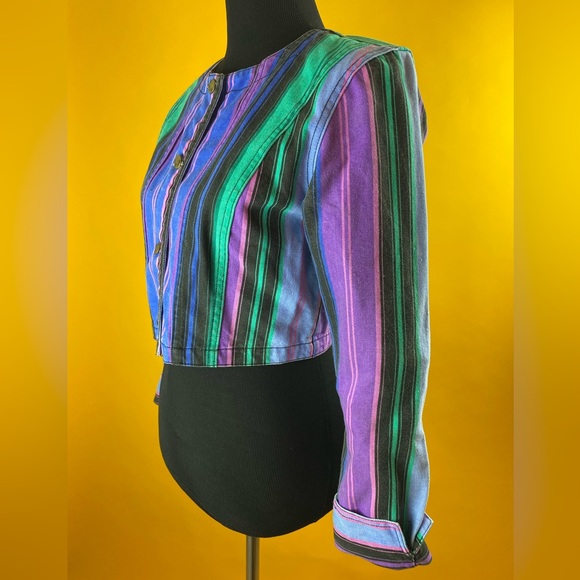 Paris Blues Striped Denim Crop Jacket - Picture 3 of 4